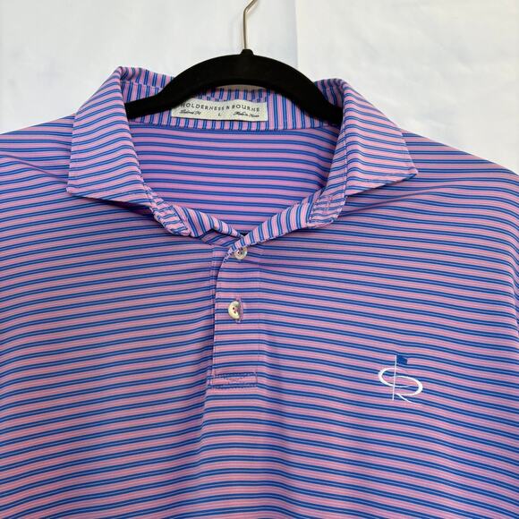 Holderness & Borne Tailored Fit Polo Mens Large Stripe Champions Retreat Golf - Picture 3 of 9